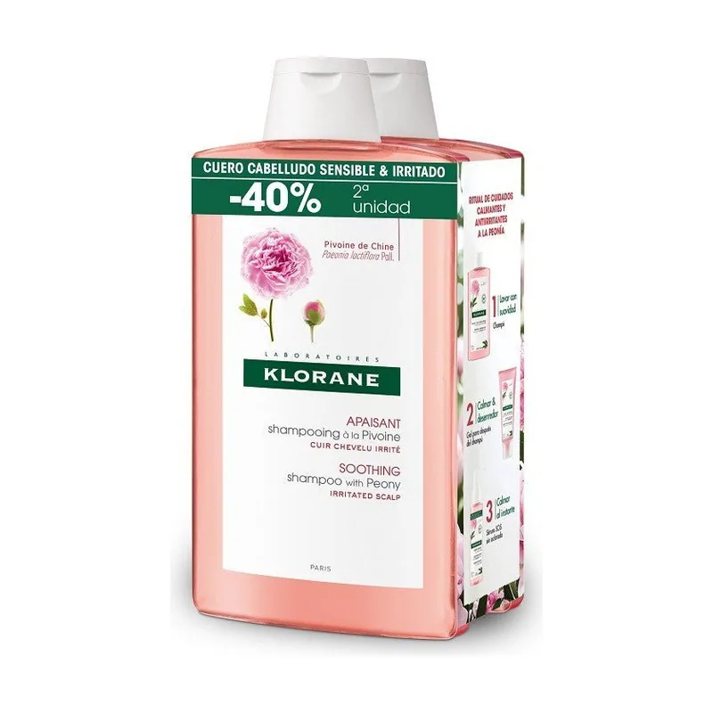 Klorane Duplo Champú Calmante A La Peonía 2x400 Ml