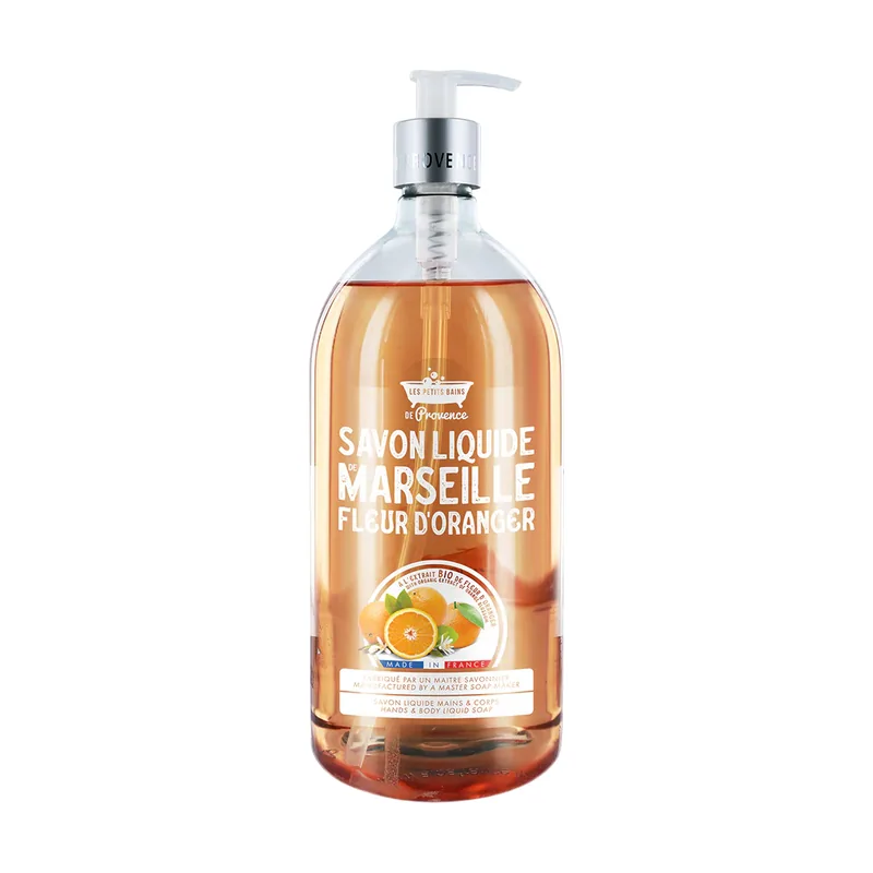 Les petites bains de provence, marseille, orange blassom, liquid soap, for hands & body, 1000 ml
