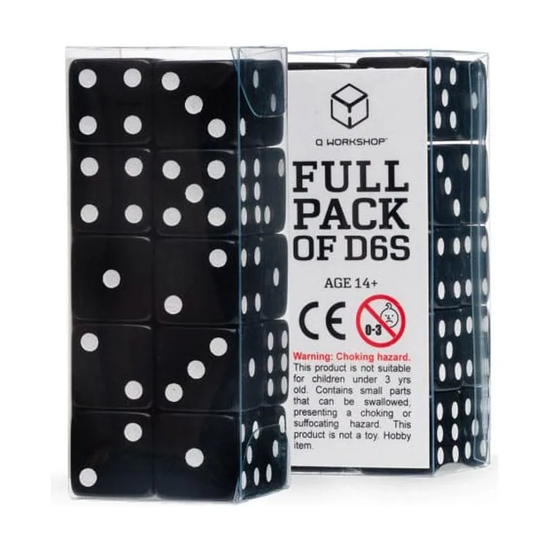 Q workshop pack de dados full pack d6 negro 20