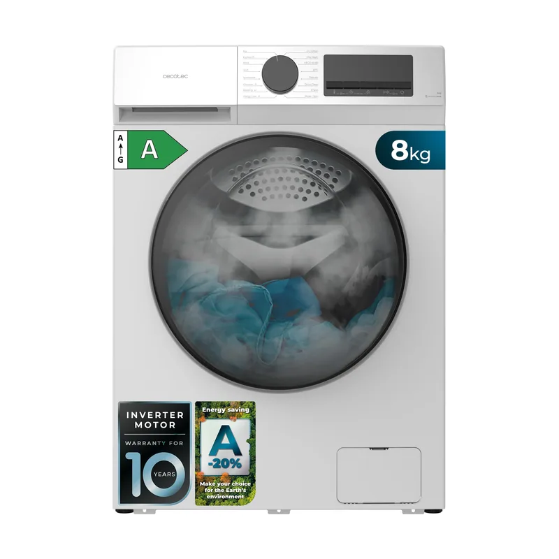 Cecotec blanca de 8 kg de capacidad y 1400 rpm