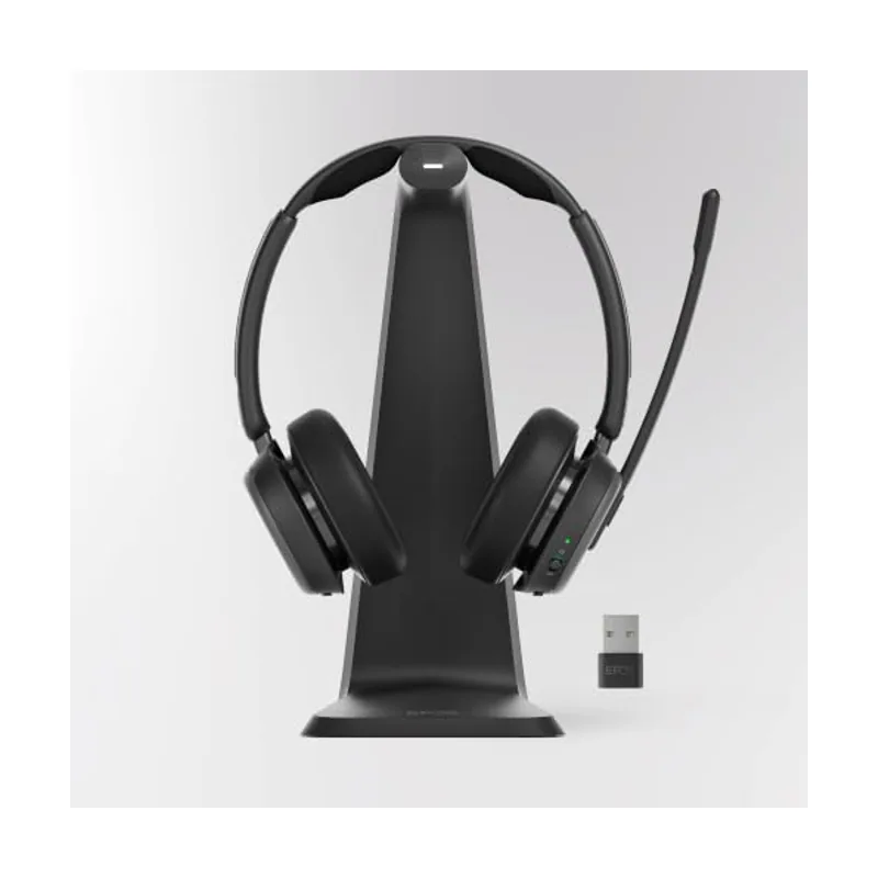 Epos Impact 1000 MS UC ANC Wireless Headset with Charging Stand & USB-C + USB-A Wireless Adapter for