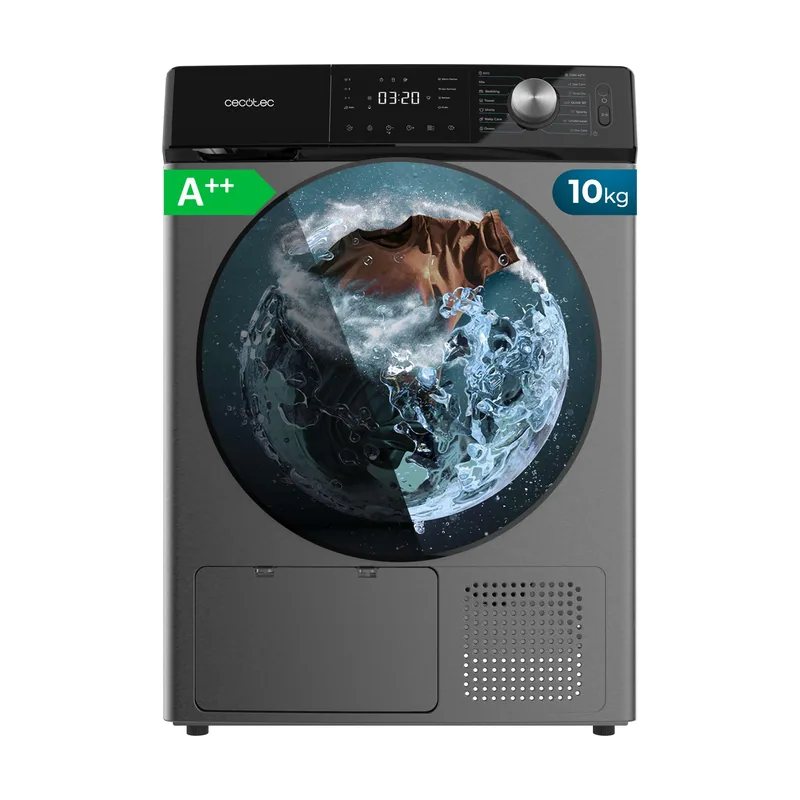 Cecotec Secadora de Ropa Bomba de Calor 10 kg Bolero Dresscode Dry 10355 Steel. Clase Equivalente A+