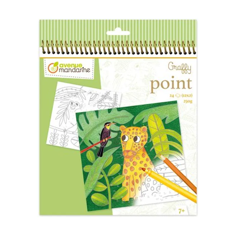 Avenue mandarine Libro de colorear graffy point unir y colorear jungla +7 años