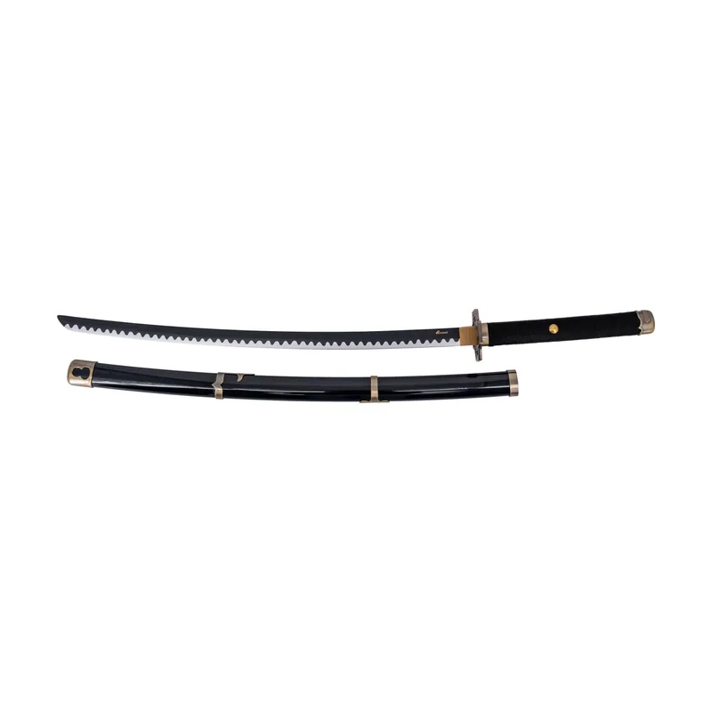Amont Katana S5103 Yubashiri de Zoro de One Piece réplica no de 103 cm hoja de bambú acabado en negro con dentado satinado