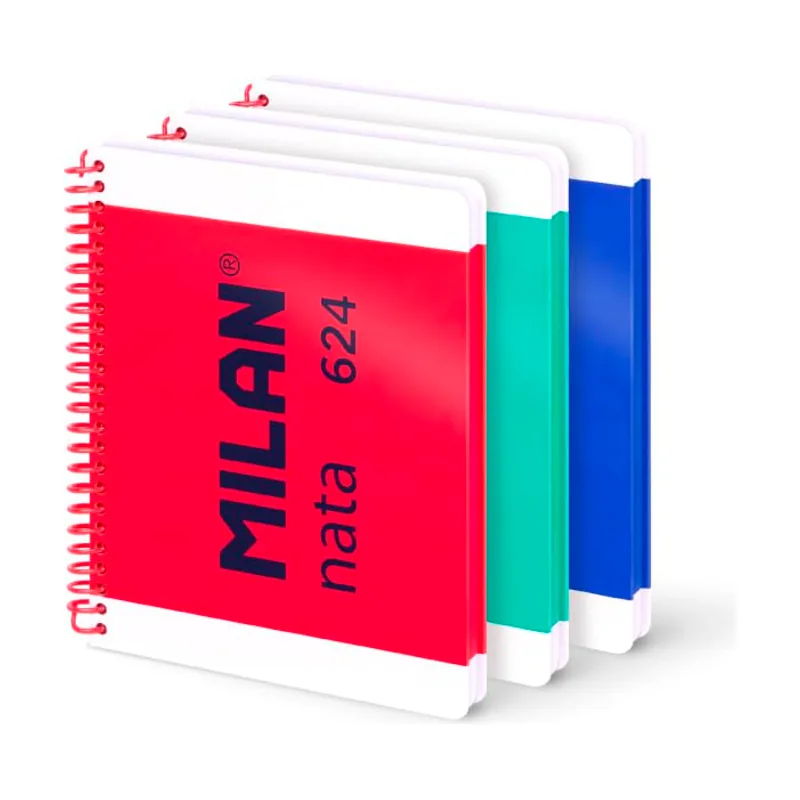 Milan MILAN® Pack 3 cuadernos A5 con espiral y tapa dura