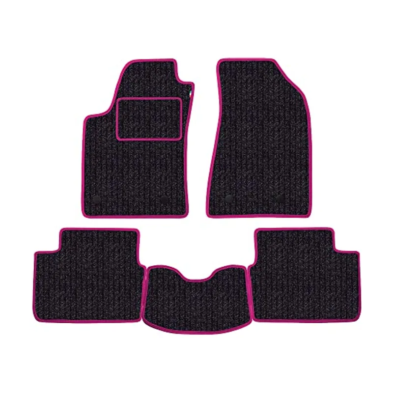 Hunq Juego de Alfombrillas Fabricado para Fiat Ulysse de 7 plazas año 2002 a 2010 en moqueta Antideslizante Antracita y Fucsia + Alfombra baúl