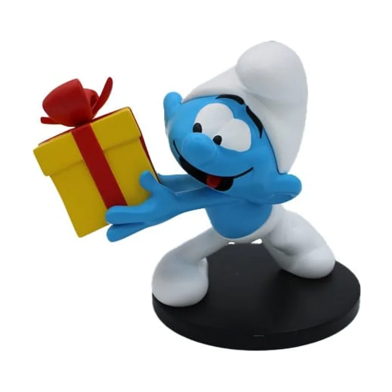 0.08711400:puppy Los pitufos estatua pitufo bromista con regalo 10 cm