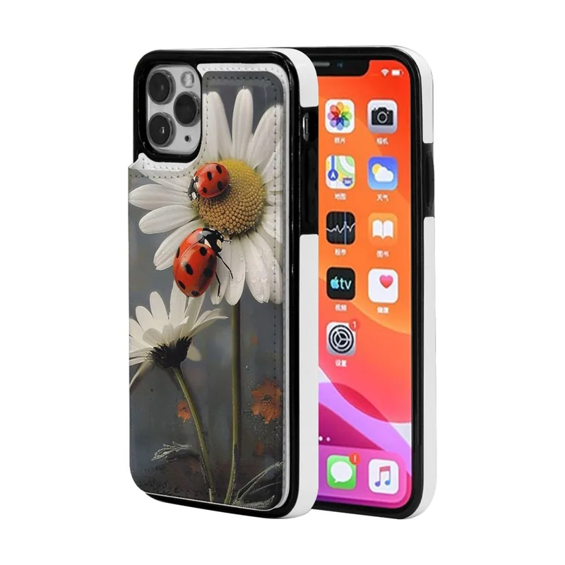 Watchguard VVTDESA Funda tipo cartera estampada con diseño de mariquita para iPhone 11 Pro de 5.8 pulgadas con tarjetero