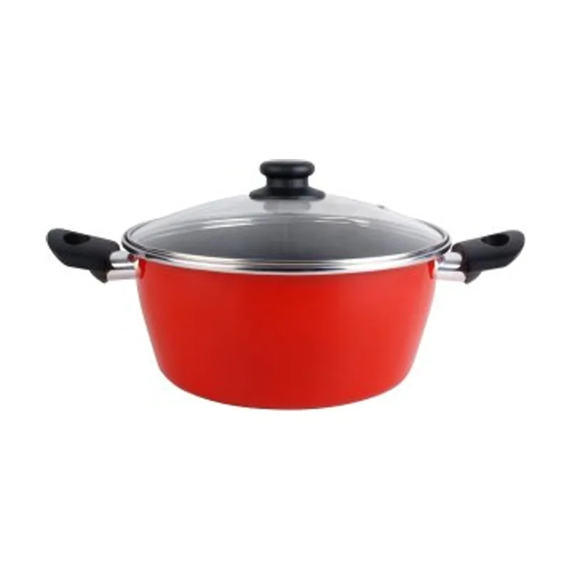 Magefesa Cacerola con tapa cristal k2 rojo 28 acero antiadherente acero inoxidable todo tipo