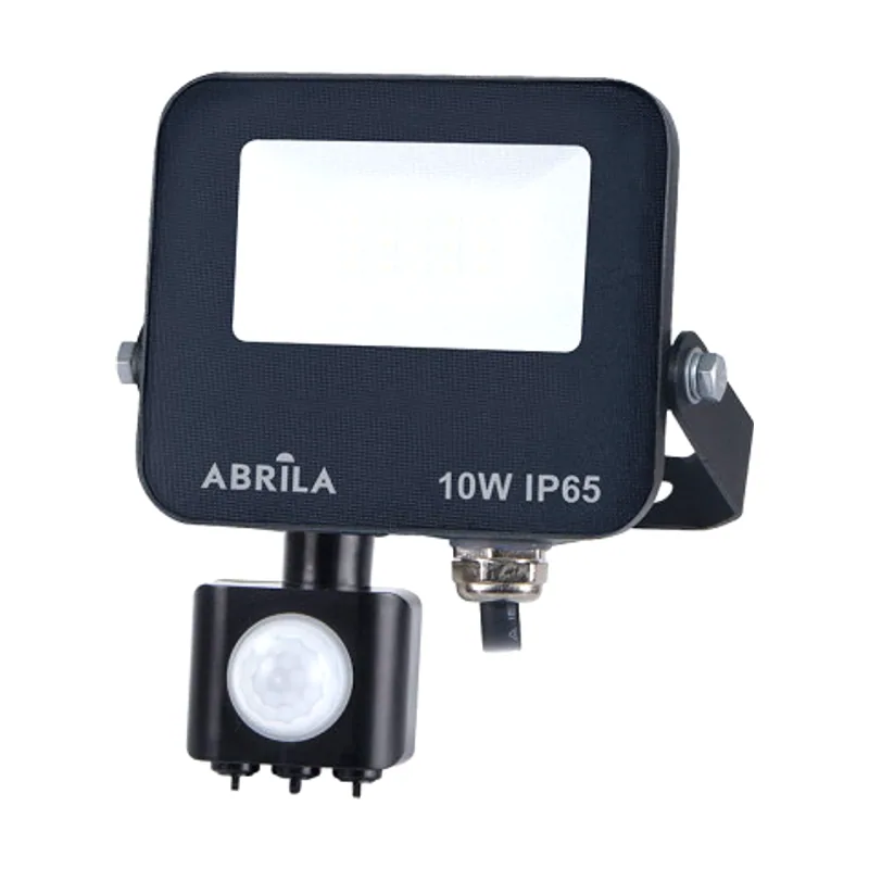 Abrila c/sensor boiro 10w 6500k negro 1000l led smd ip65 orientable 15x11x6cm