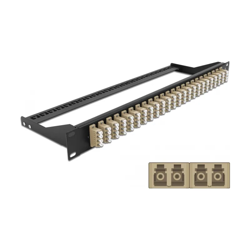 Delock Panel de parches de fibra 19" 24 puertos LC Quad beis