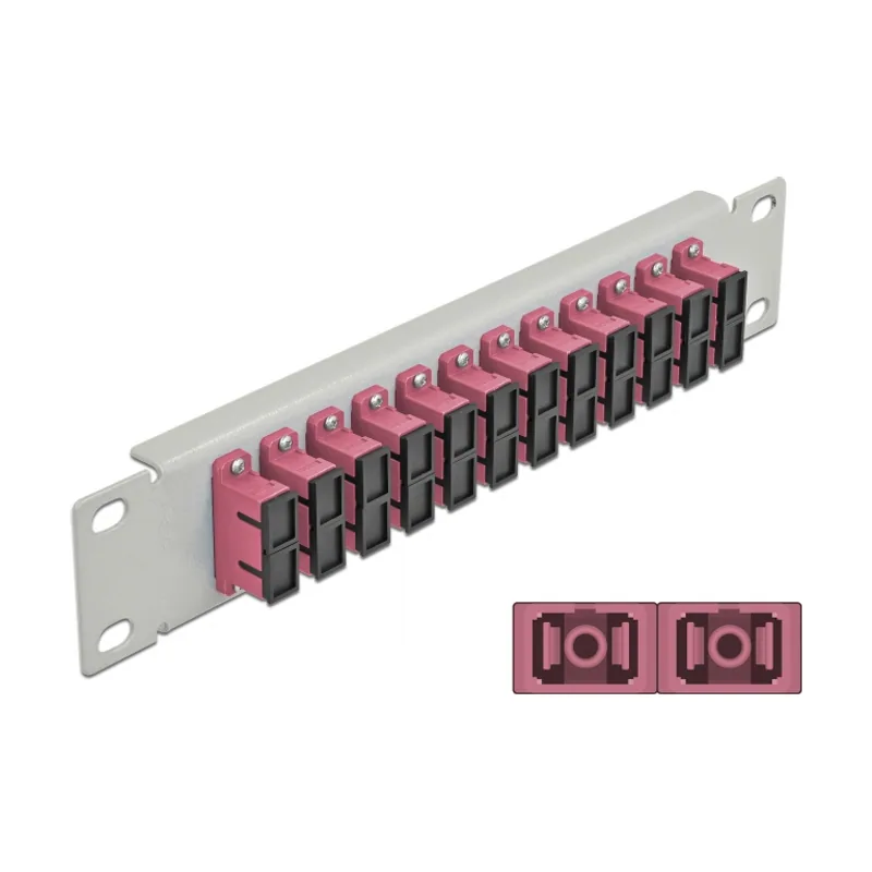 Delock Panel de conexión de fibra óptica de 10" de 12 puertos SC Duplex violeta 1U