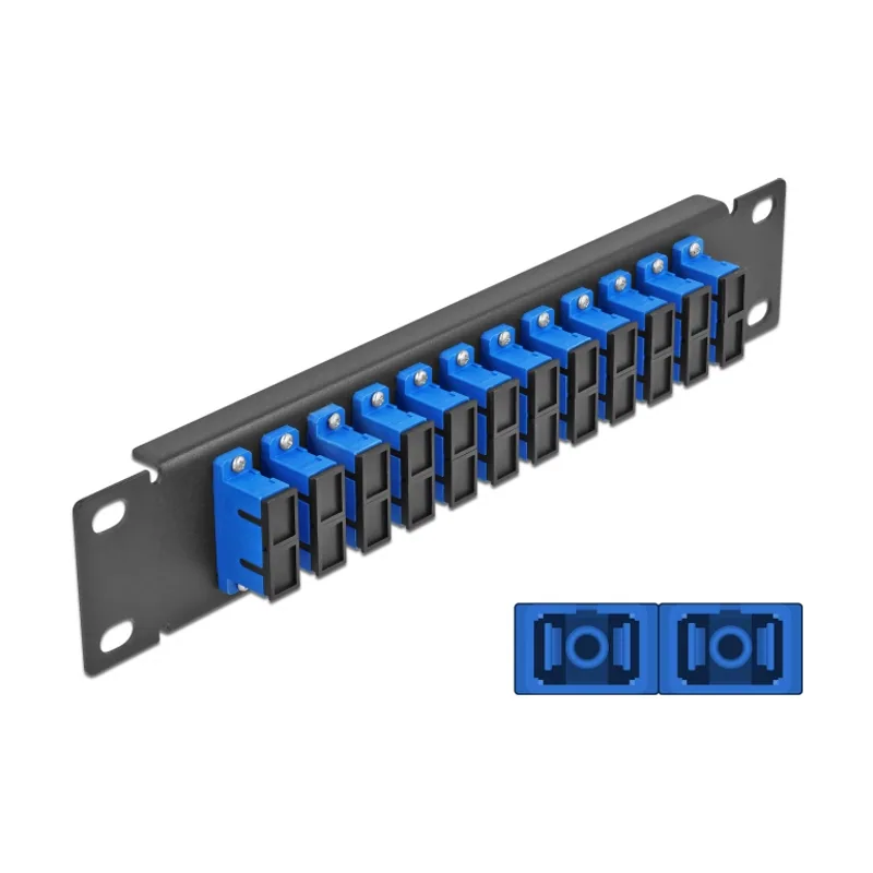 Delock Panel de conexión de fibra óptica de 10" de 12 puertos SC Duplex azul 1U
