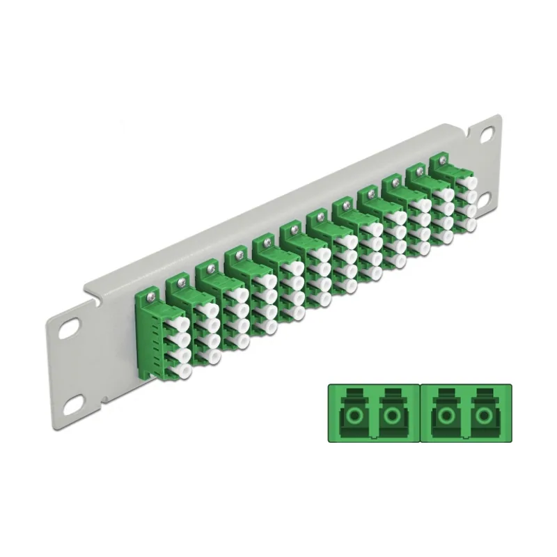 Delock Panel de conexión de fibra óptica de 10" de 12 puertos LC Quad verde 1U