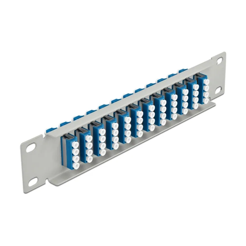 Delock Panel de conexión de fibra óptica de 10" de 12 puertos LC Quad azul 1U