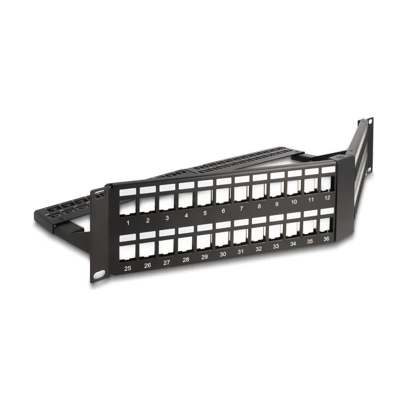 Delock Panel de conexión Keystone de 19" 48 puertos con protección contra tirones 2U en ángulo