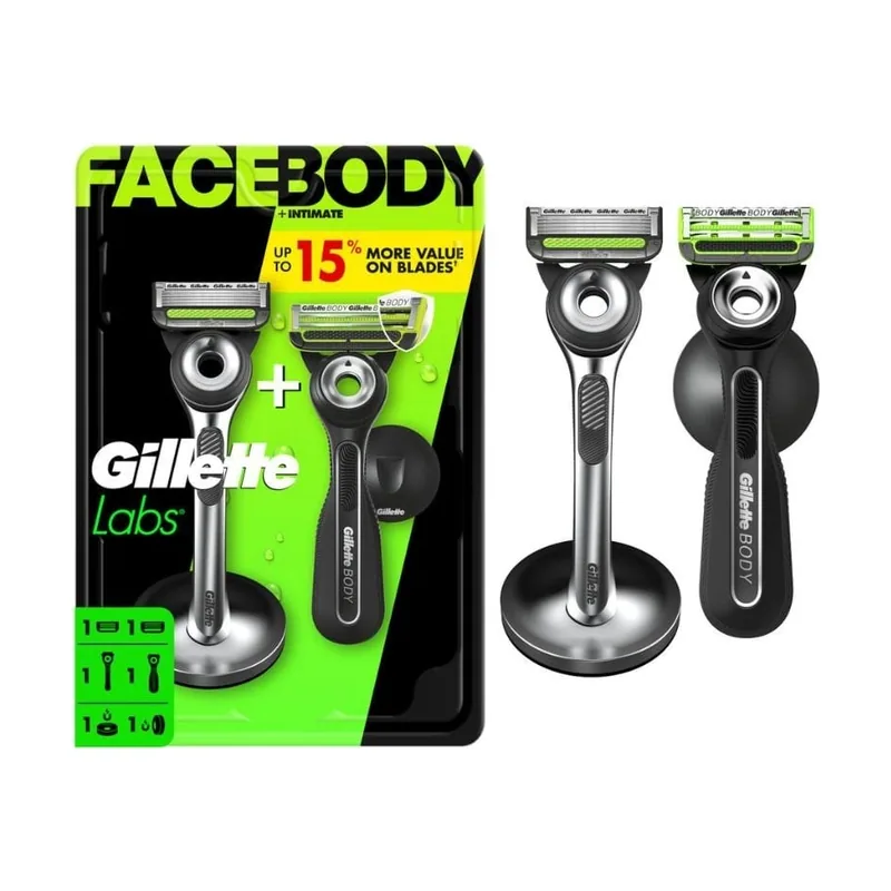 Gillette Pack de 2 cuchillas de afeitar gillettelabs facebody + intimate