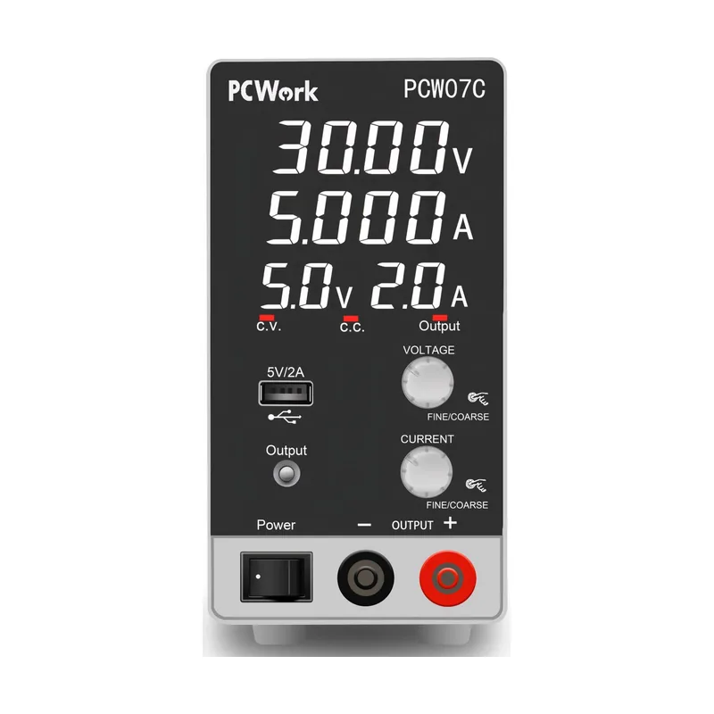 PCWork Fuente Alimentacion Digital Laboratorio 0-30vdc 0-5amp Pcw07c