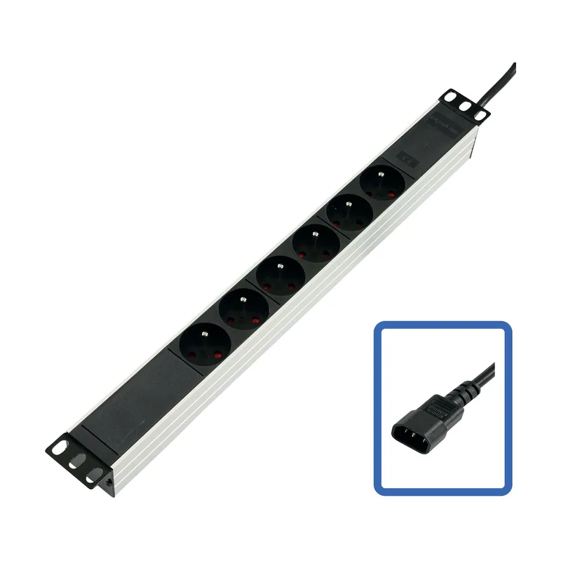 Lanview Multiprise rackable 19"" 6 prises cordon C14 2,3 m 10 A 1U câble