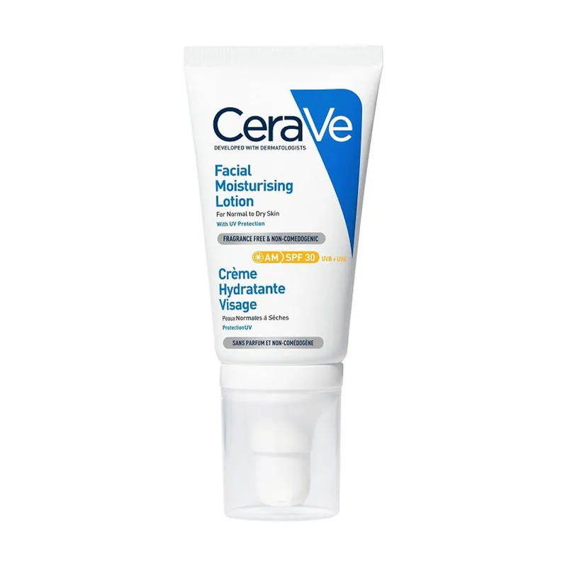CeraVe LOCIÓN hidratante facial para pieles normales y secas con alta protección uvb/uva SPF30 52 ml