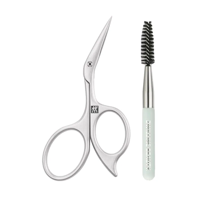 Zwilling Tijeras para cejas diseño tijera en ángulo cuchillas ultrafinas cepillo para cejas