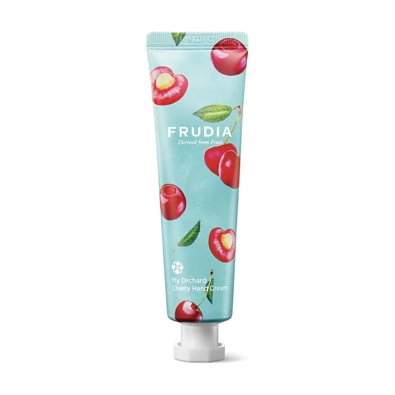 Frudia My Orchard Crema Manos. Extracto de Cerezas. Hidratante y nutritiva. Calma la piel. Aroma a frutas. Textura Cremosa. Sin sensación pegajosa. Contenido 30 gr.