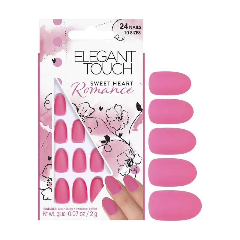 Elegant touch oval 24 false nails with glue
