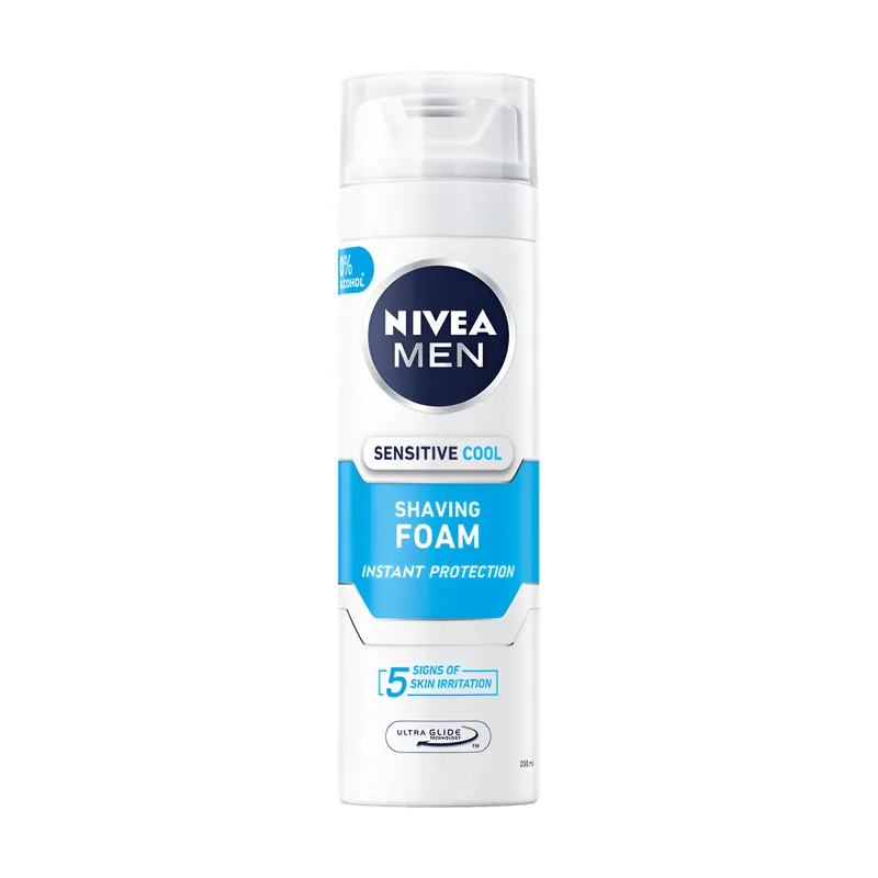 Nivea Shaving Foam 200 ml Sensitive Cooling Softens Stubble for a Close Shave Without Tugging