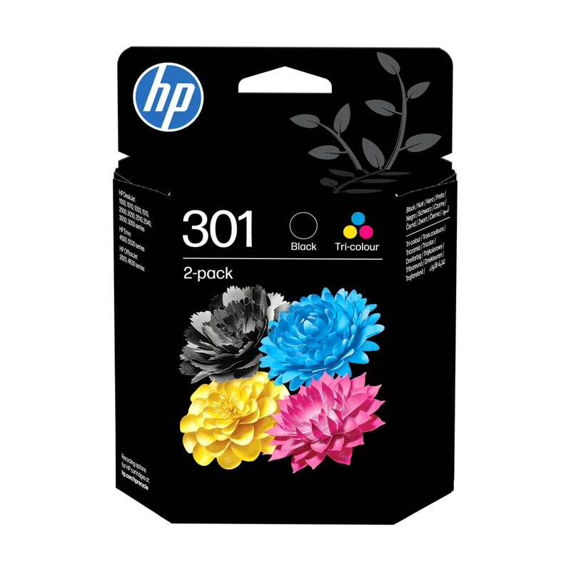 HP Pack de 2 cartuchos de tinta 301 Negro y Tri-color