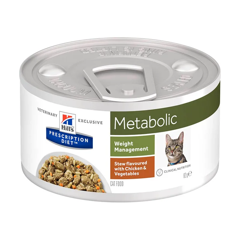 Hill's 82 g Prescription Diet Metabolic Estofado de Pollo y Vegetales lata