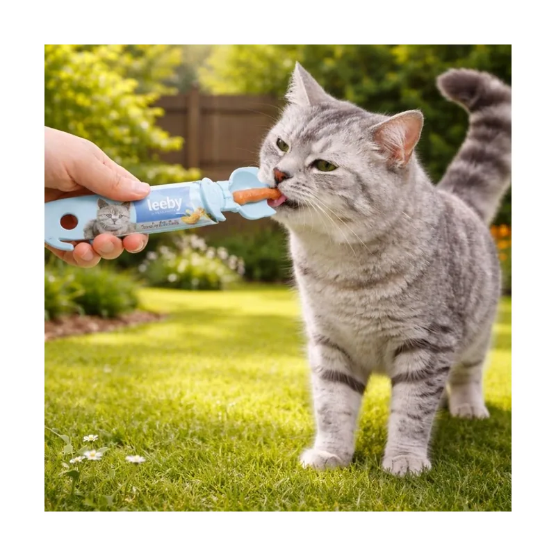 Leeby Cuchara Dispensador Pasta Premio Azul para gatos
