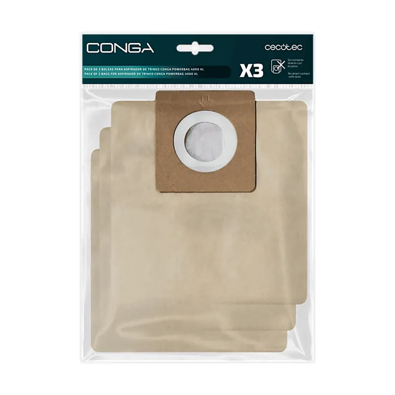 Cecotec Bolsas de aspirador Pack 3 bolsas para Conga PowerBag XL