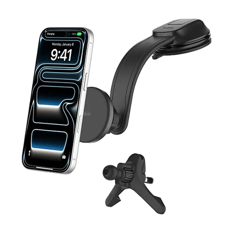 Belkin Soporte de para coche BoostCharge Cargador magnético inalámbrico con soportes rejilla ventilación y salpicadero