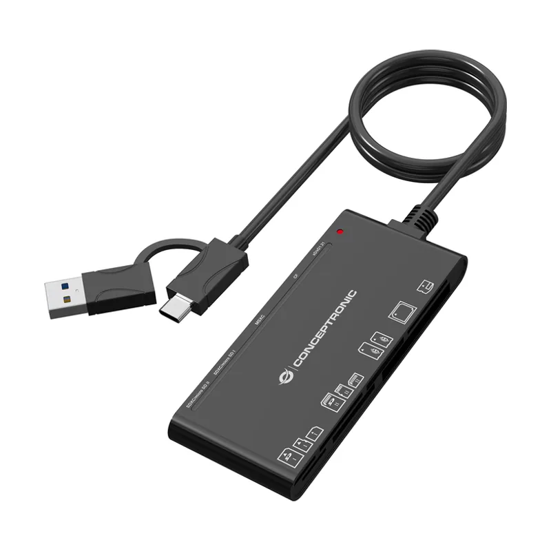 Conceptronic Card Reader Externo Concentronic BIAN010B USB-C Y USB-A SD