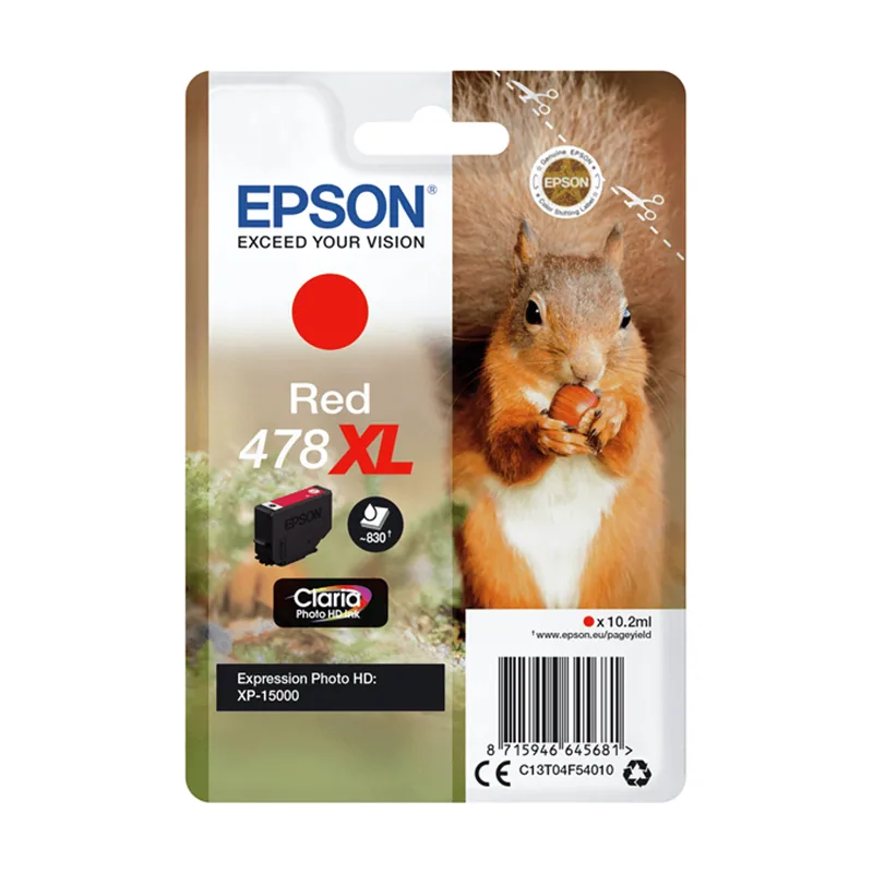 Singlepack ROJO 478XL Claria Photo HD Ink ardilla