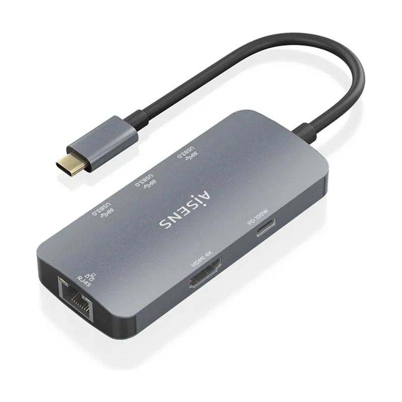 Aisens USB C Dock 6 En 1 USB C a 1xHDMI 1xRJ45 3xUSB A 1xUSB C PD
