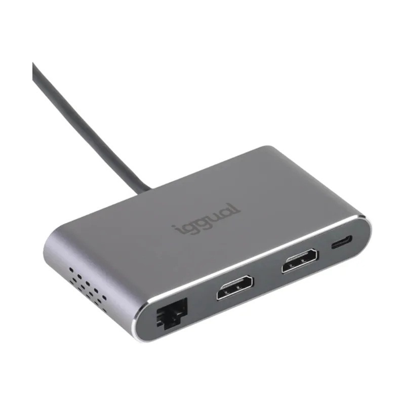 Iggual Hub C 8 en 1 2xHDMI 2xUSB 2xSD RJ45 PD100W