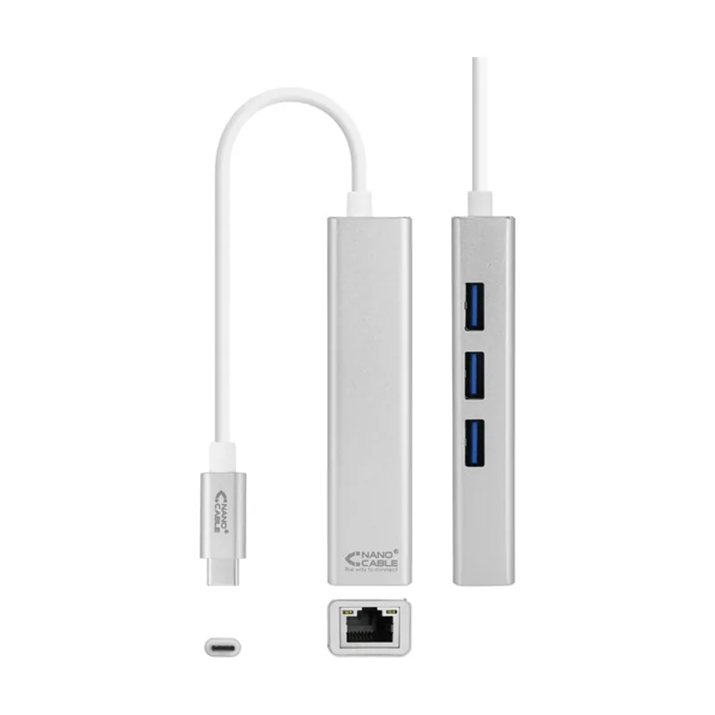 Nanocable Conversor USB-C ETHERNET+3xUSB 3.0