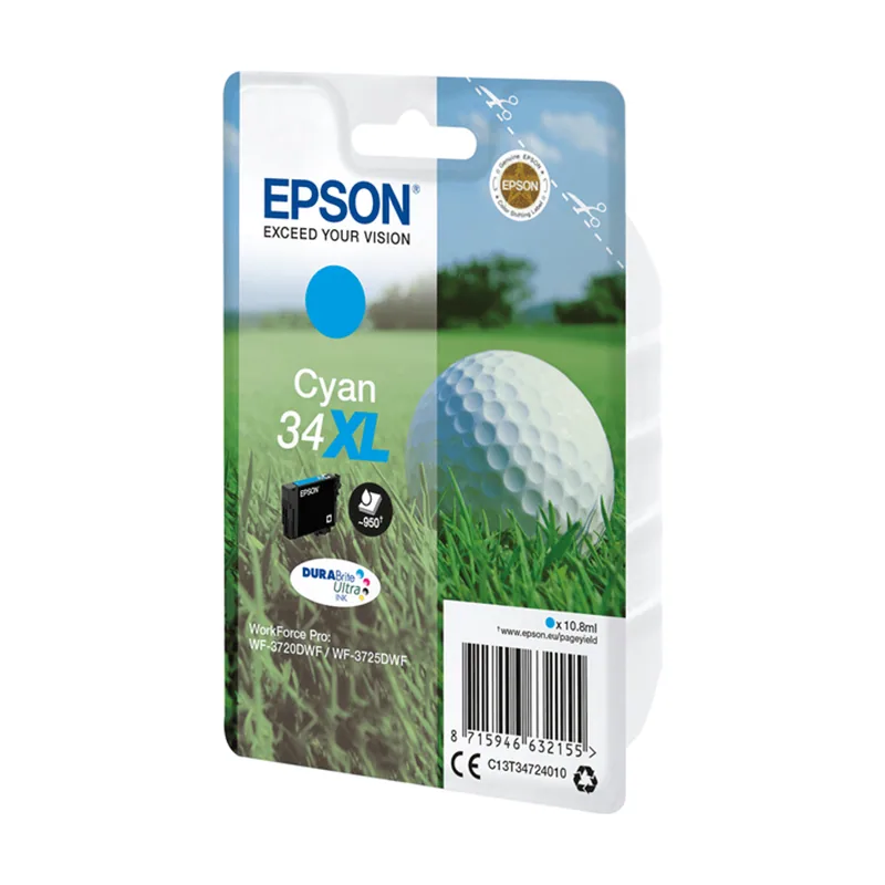 Epson Singlepack Cyan 34XL DURABrite Ultra Ink