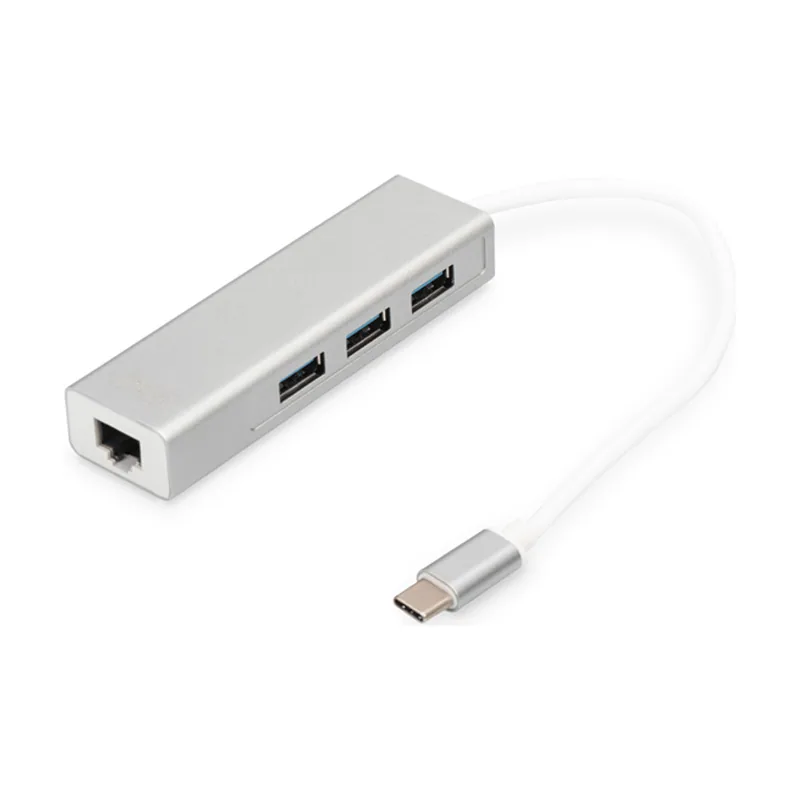Digitus 3 Port USB 3.0 Type C HUB Gigabit Ethernet RJ45 WIN/MAC OS