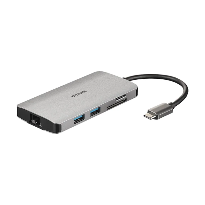 D-Link 8-IN-1 USB-C HUB With HDMI ETHERNET/CARD READER/PDELIVE RY