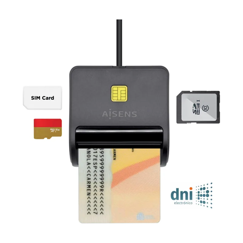 Aisens Lector de Tarjeta Inteligente DNI con Lector de Tarjetas