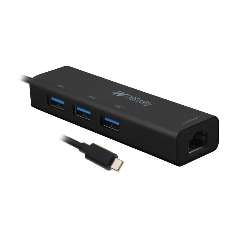 Netway Hub tipo C 3 puertos USB 3.0 + RJ45