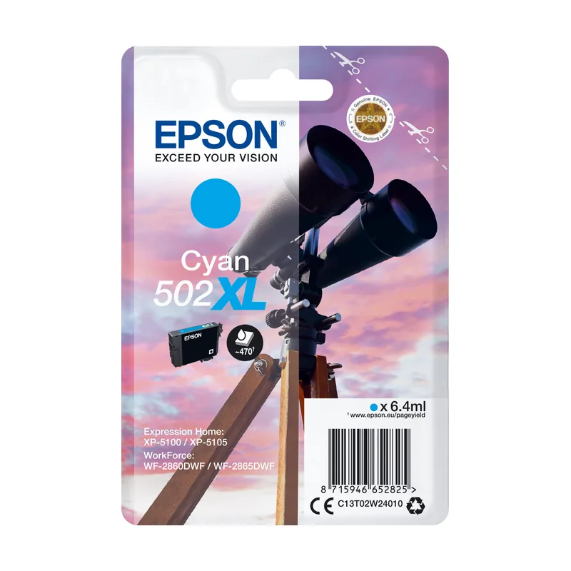 Epson Binoculars Singlepack Cyan XL 502XL INK 6.4 ML