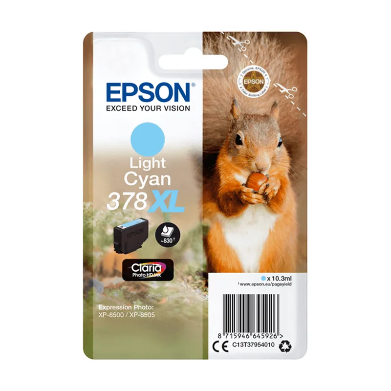 Epson Singlepack Light Cyan 378XL Squirrel Clara Photo HD I NK
