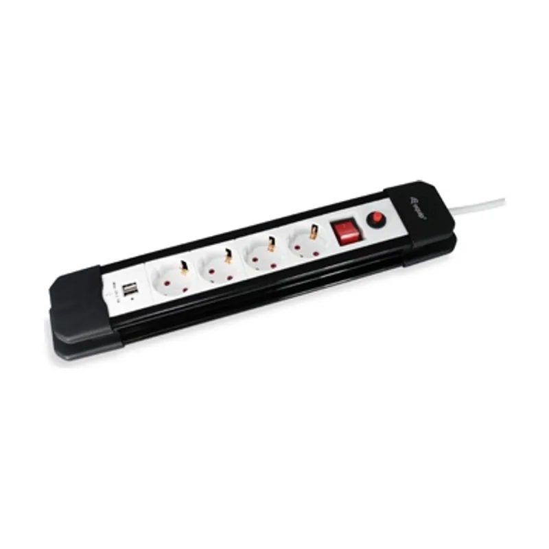 Equip Regleta CON 4 Tomas Cable DE RED DE 1.5 Metros + 2 Puertos USB Y Boton DE Apagado Encendido