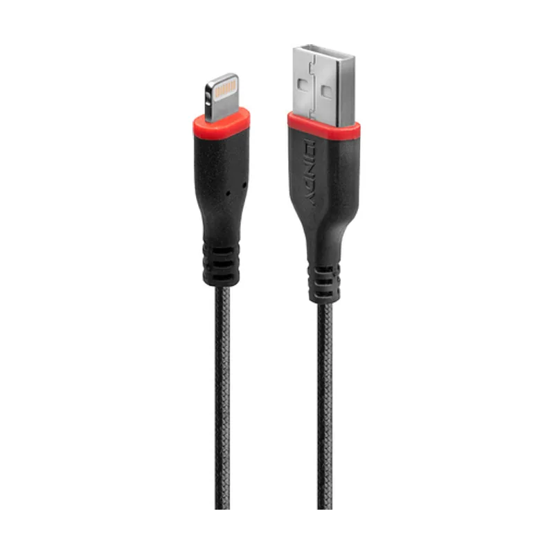 Lindy Cable Reforzado USB-A A Lightning Negro 0.5M