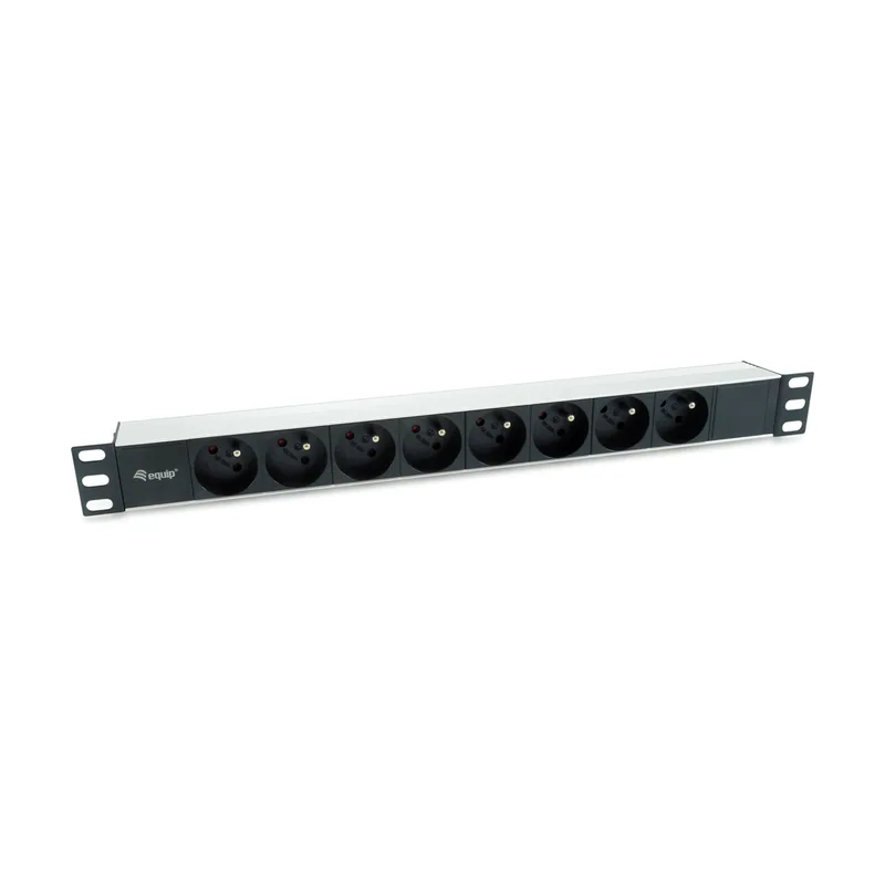 Equip Regleta Alimentacion Aluminio Rack 19" 1U 8 Tomas Tipo Shucko Euro Cable