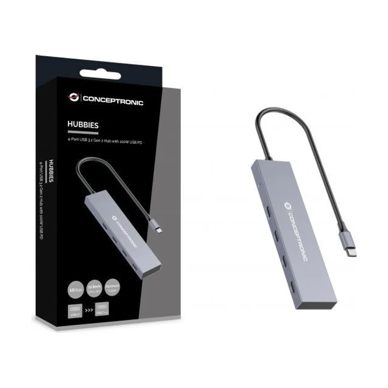 Conceptronic HUB USB 3.2 HUBBIES14G 4 Puertos USB-C 10Gbps