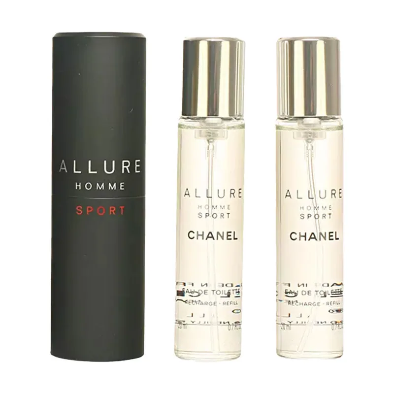 Chanel ALLURE HOMME SPORT eau de toilette vaporizador de viaje y 2 recargas 3 x